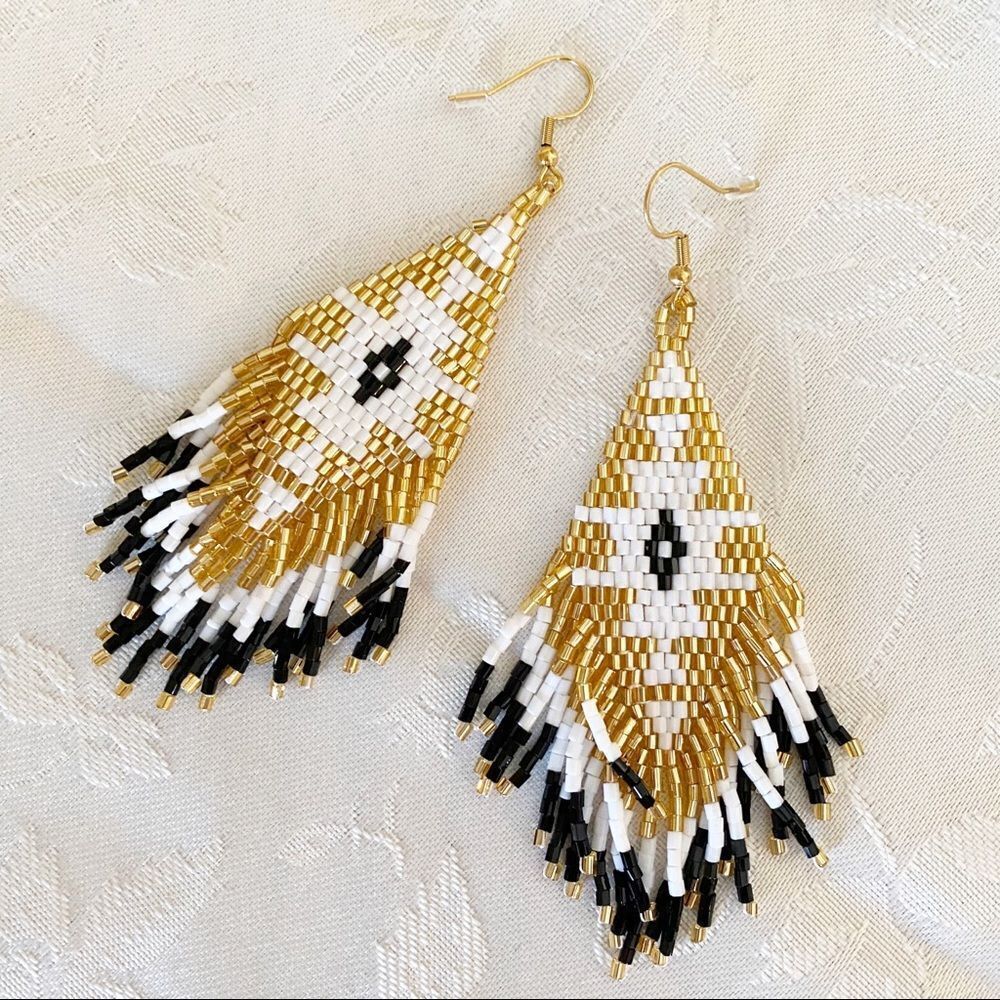 Handmade Miyuki Beaded Fringe Boho Earrings
